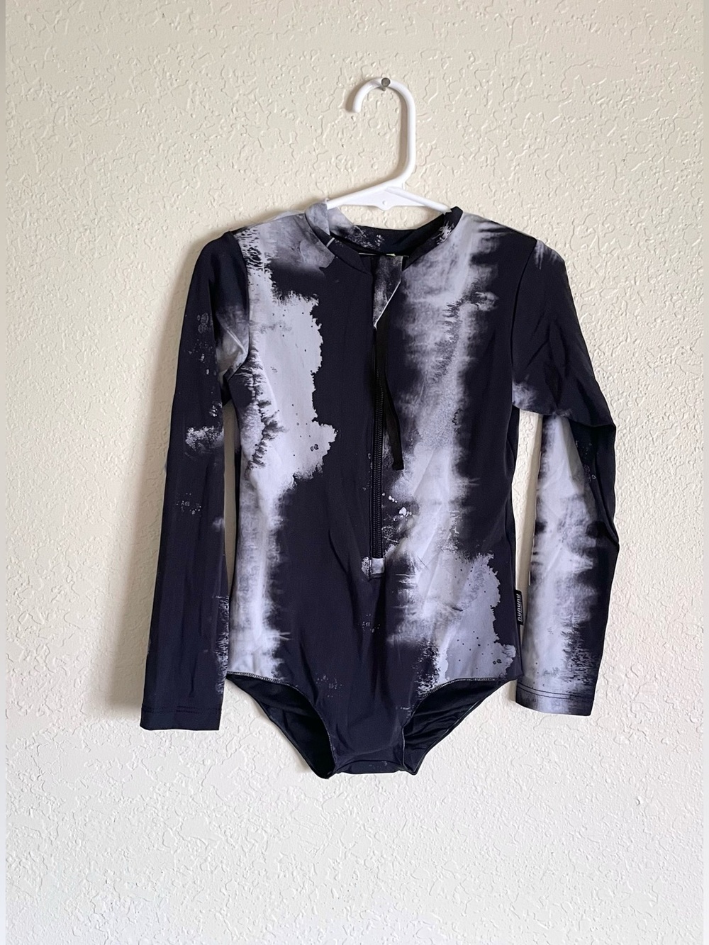 Nununu Black White Long Sleeved Tie Dye Swimsuit